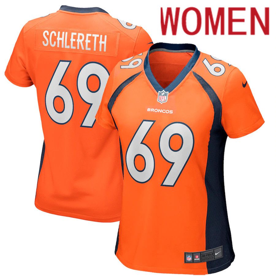 Women Denver Broncos #69 Mark Schlereth Nike Orange Game Retired Player NFL Jersey